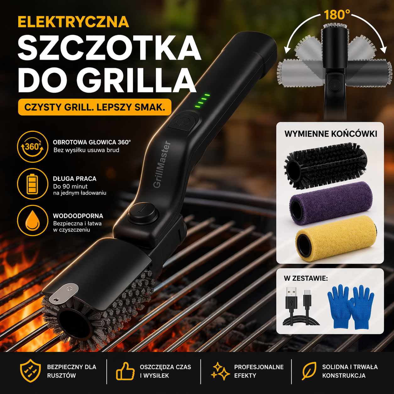 GrillMaster™ - Elektryczna szczotka do grilla